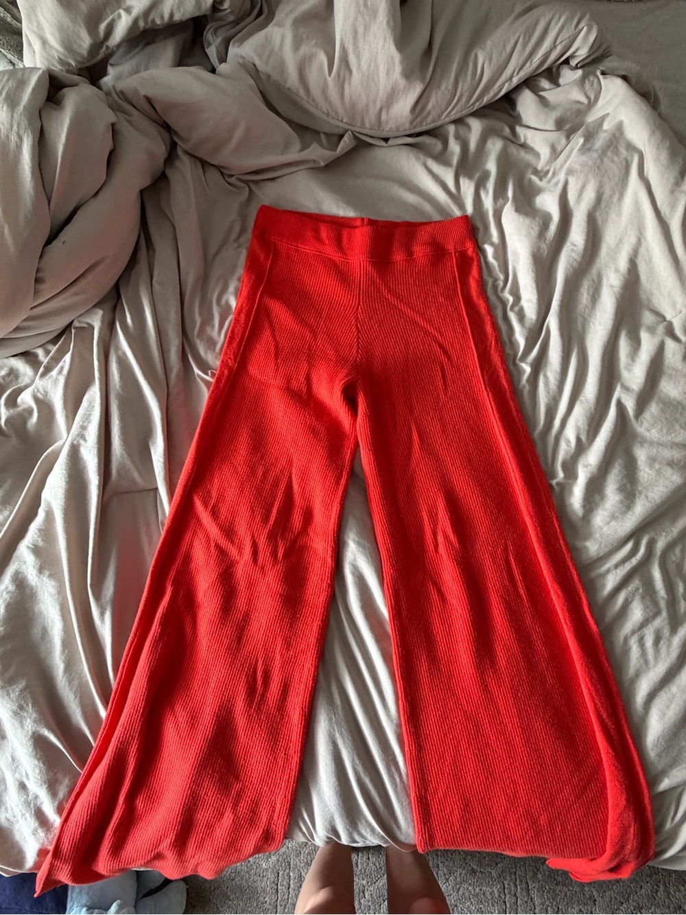 aerie Red Wide-Leg Ribbed Pants
